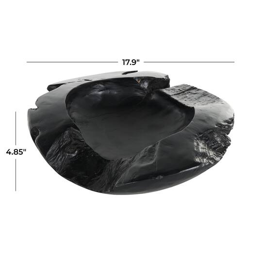 17.75" Black Teak Wood Handmade Live Edge Decorative Bowl